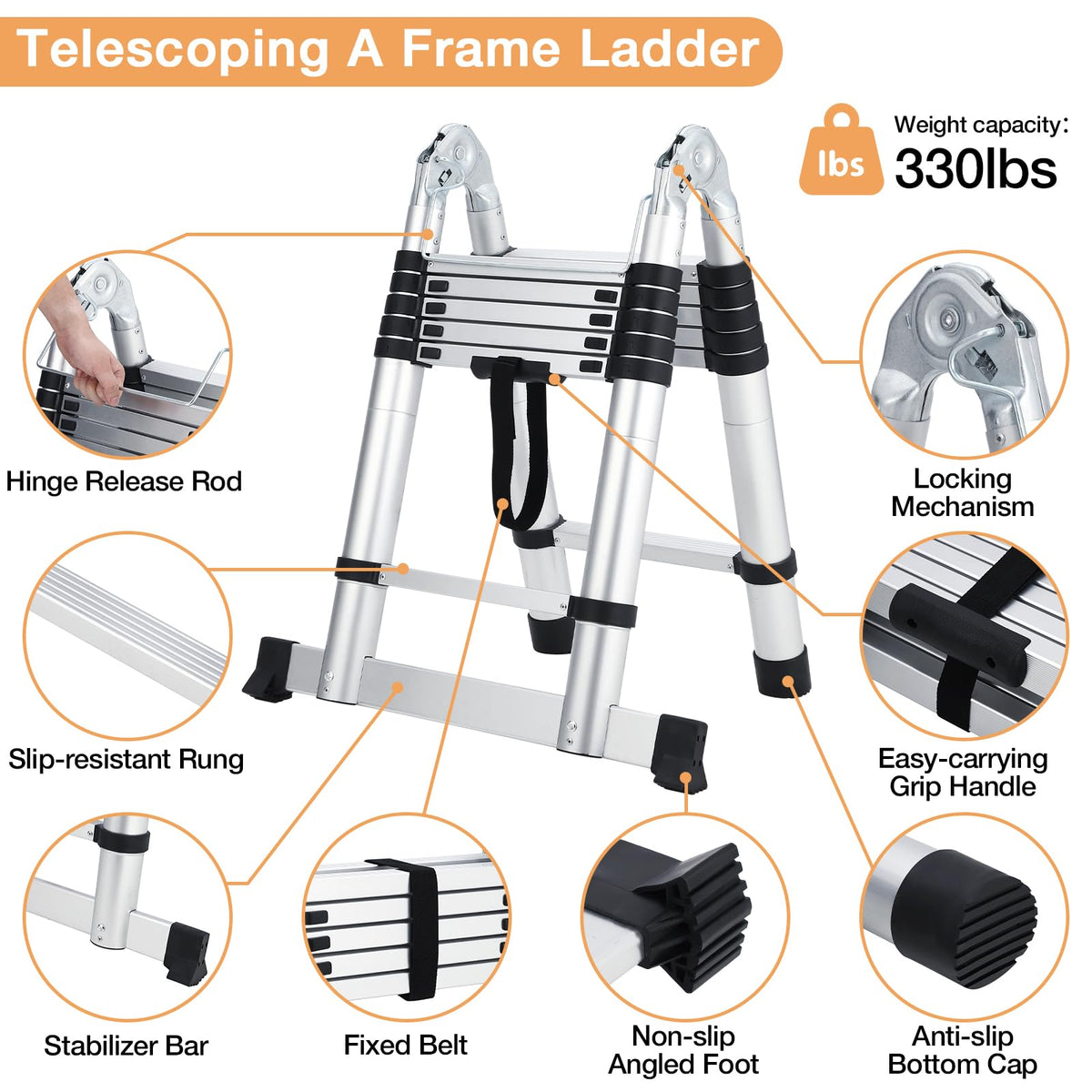 Silberne Teleskopleiter Aluminium