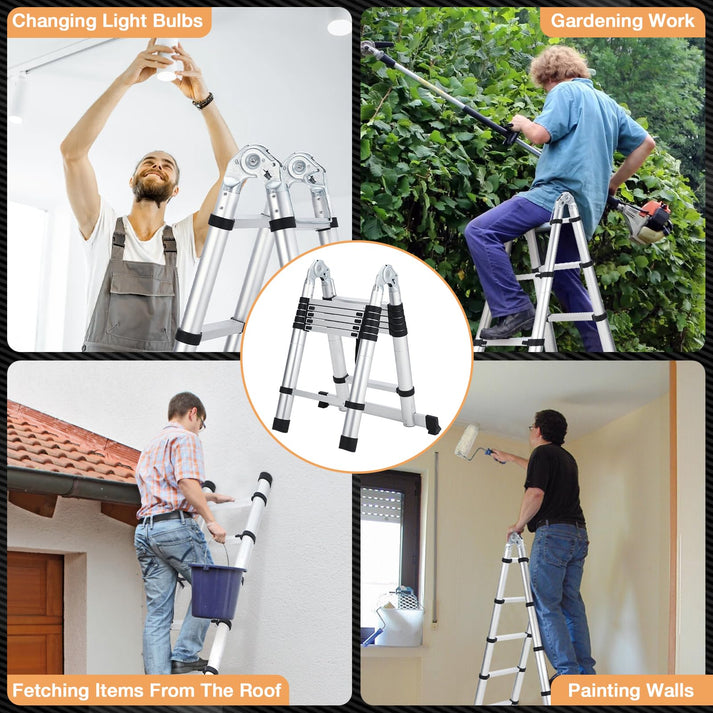 GARVEE telescoping ladder independent locking mechanism for adjustable section height
